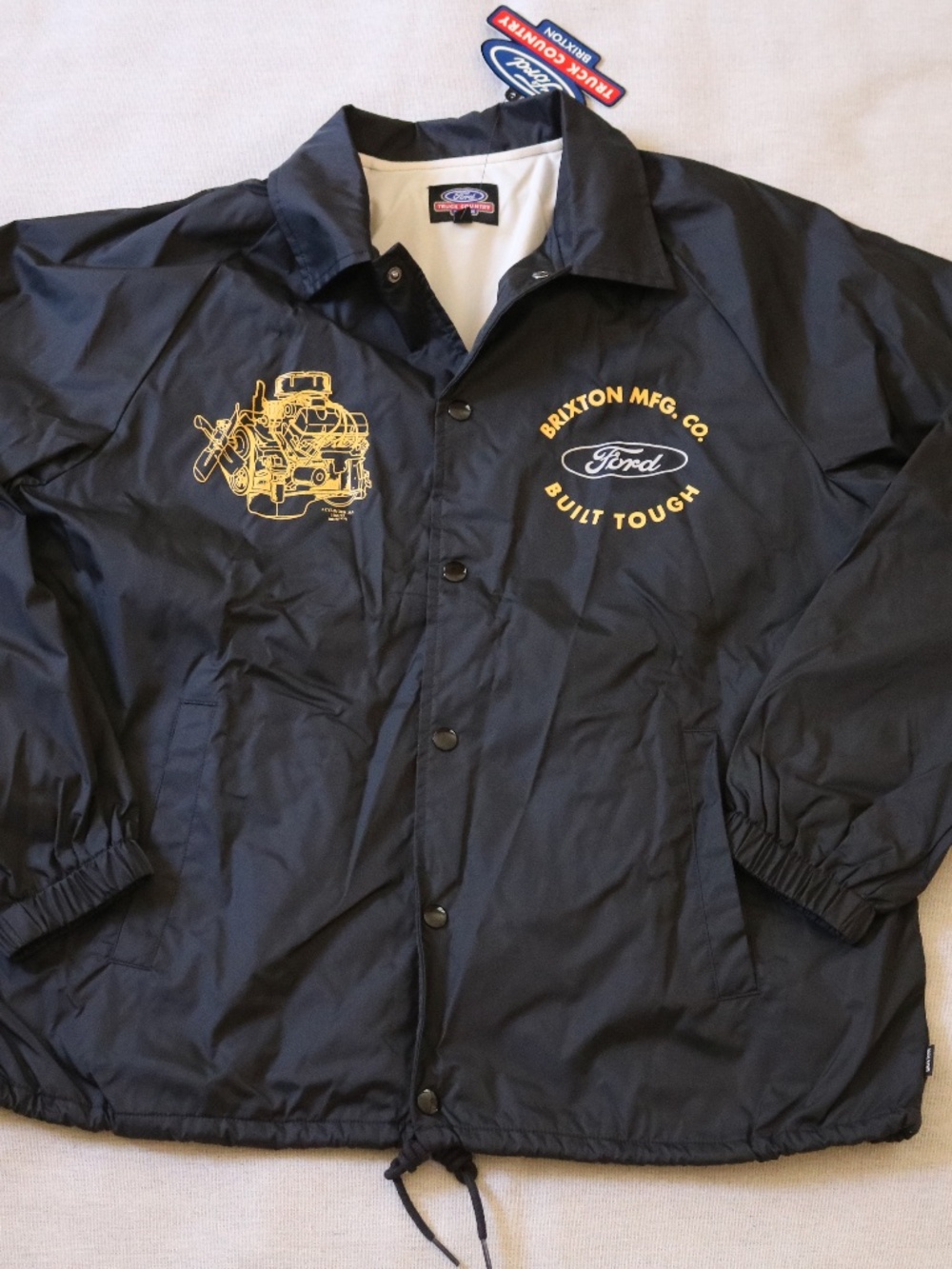 Brixton x Ford Truck Country Built Tough Windbreaker Black Men's Medium NWT